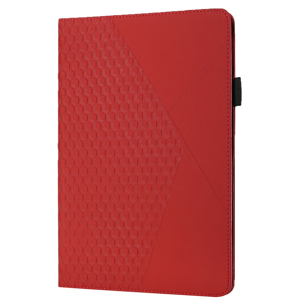 Multi-Color Rhombus Imprinting Skin-Touch PU Leather Tablet Protective Cover Case with Card Slots for Lenovo Tab M8 (FHD)/Tab M8 (2nd Gen) TB-8705F/8705X/8505X - Red-3