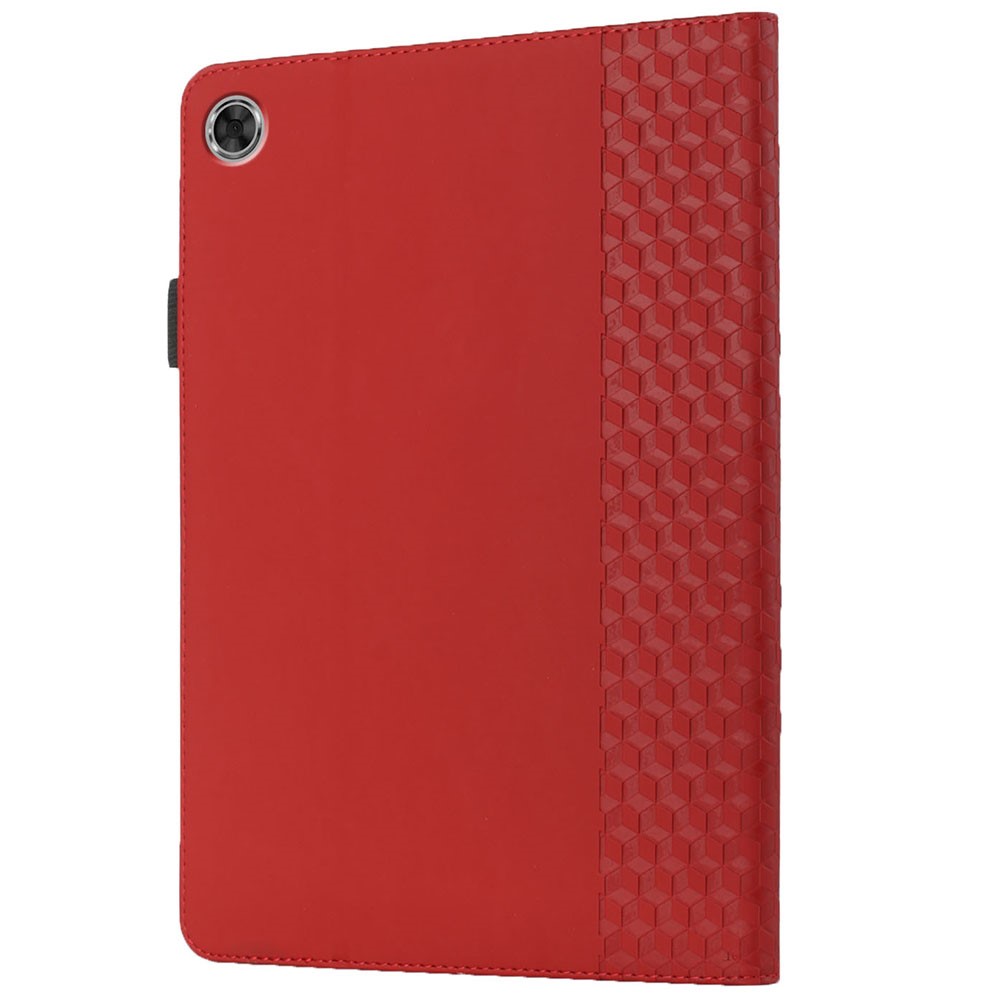 Multi-Color Rhombus Imprinting Skin-Touch PU Leather Tablet Protective Cover Case with Card Slots for Lenovo Tab M8 (FHD)/Tab M8 (2nd Gen) TB-8705F/8705X/8505X - Red-4