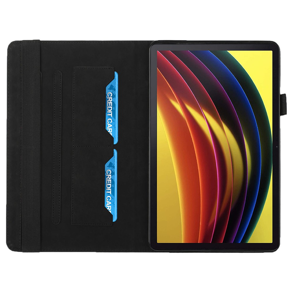 Rhombus Imprinting Scratch-Resistant Skin-Touch Leather + PU Tablet Protective Case Cover with Card Slots for Lenovo Tab P11 J606F- Black-5