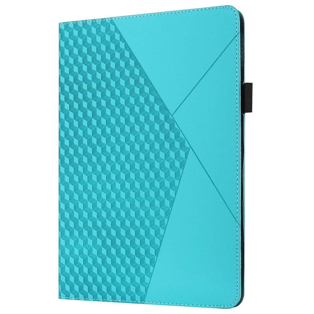 Rhombus Imprinting Scratch-Resistant Skin-Touch Leather + PU Tablet Protective Case Cover with Card Slots for Lenovo Tab P11 J606F- Lake Blue-3