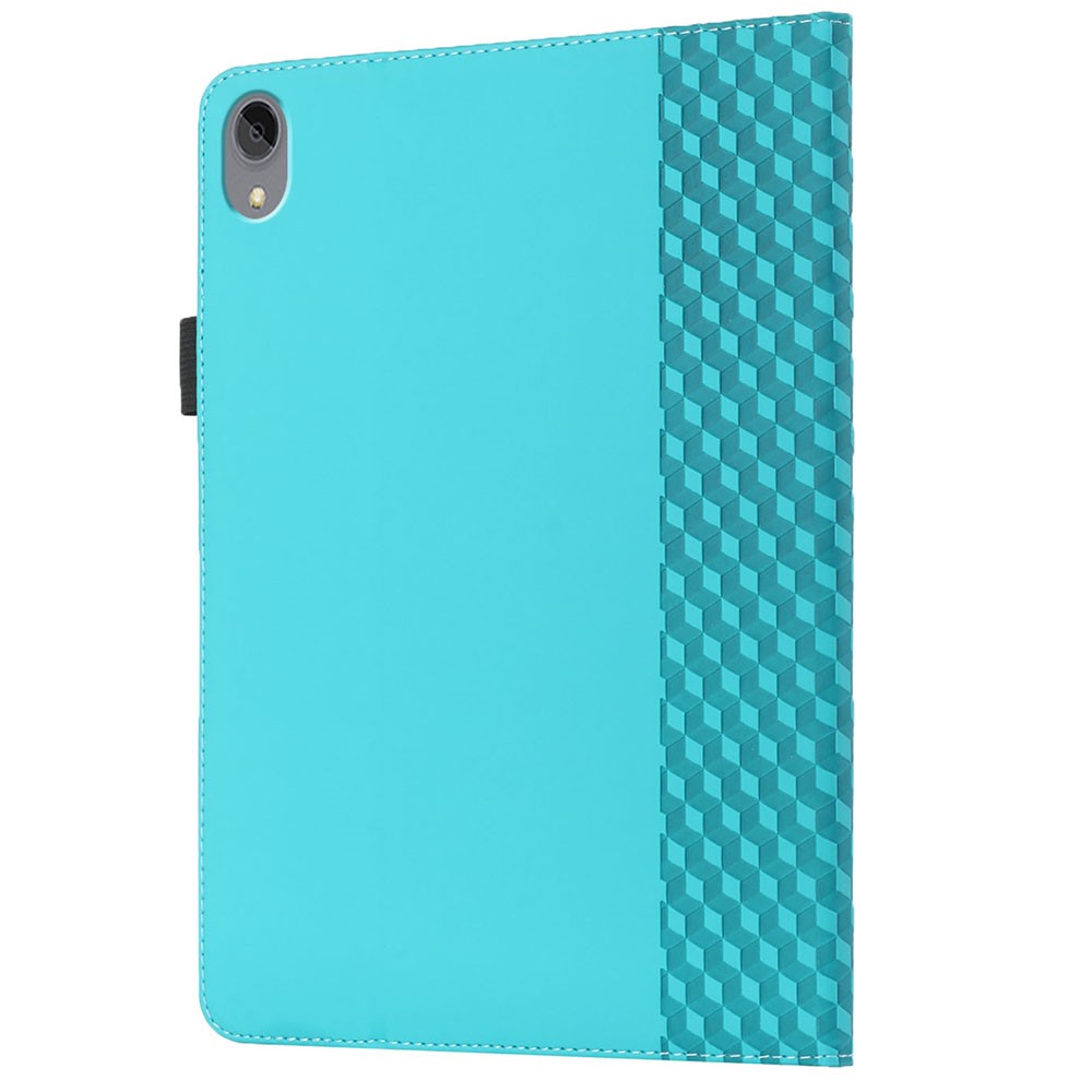 Rhombus Imprinting Scratch-Resistant Skin-Touch Leather + PU Tablet Protective Case Cover with Card Slots for Lenovo Tab P11 J606F- Lake Blue-4
