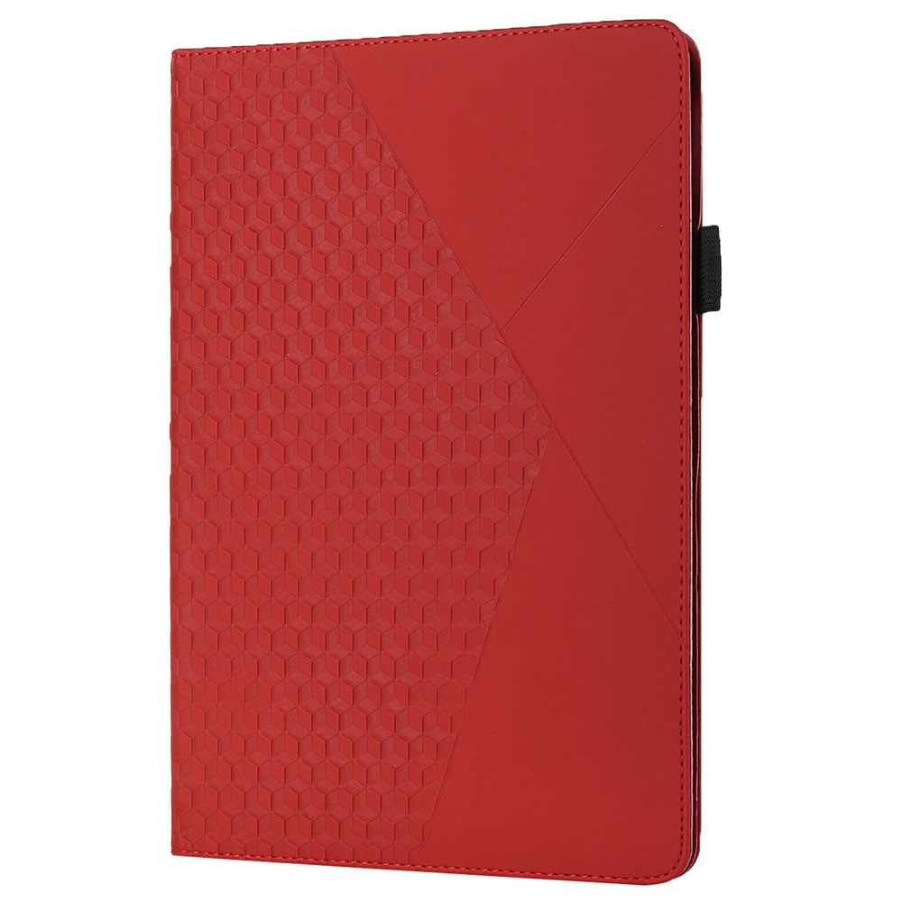 Rhombus Imprinting Scratch-Resistant Skin-Touch Leather + PU Tablet Protective Case Cover with Card Slots for Lenovo Tab P11 J606F- Red-3