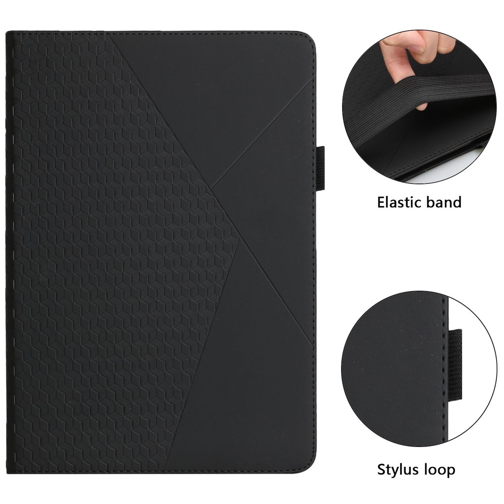 Rhombus a Prova di Goccia Imprinting Cuoio Cutaneo + Coperchio Protettivo Per Tablet PU Con Slot di Carte Per Lenovo Tab M10 Plus TB-X606F - Nero