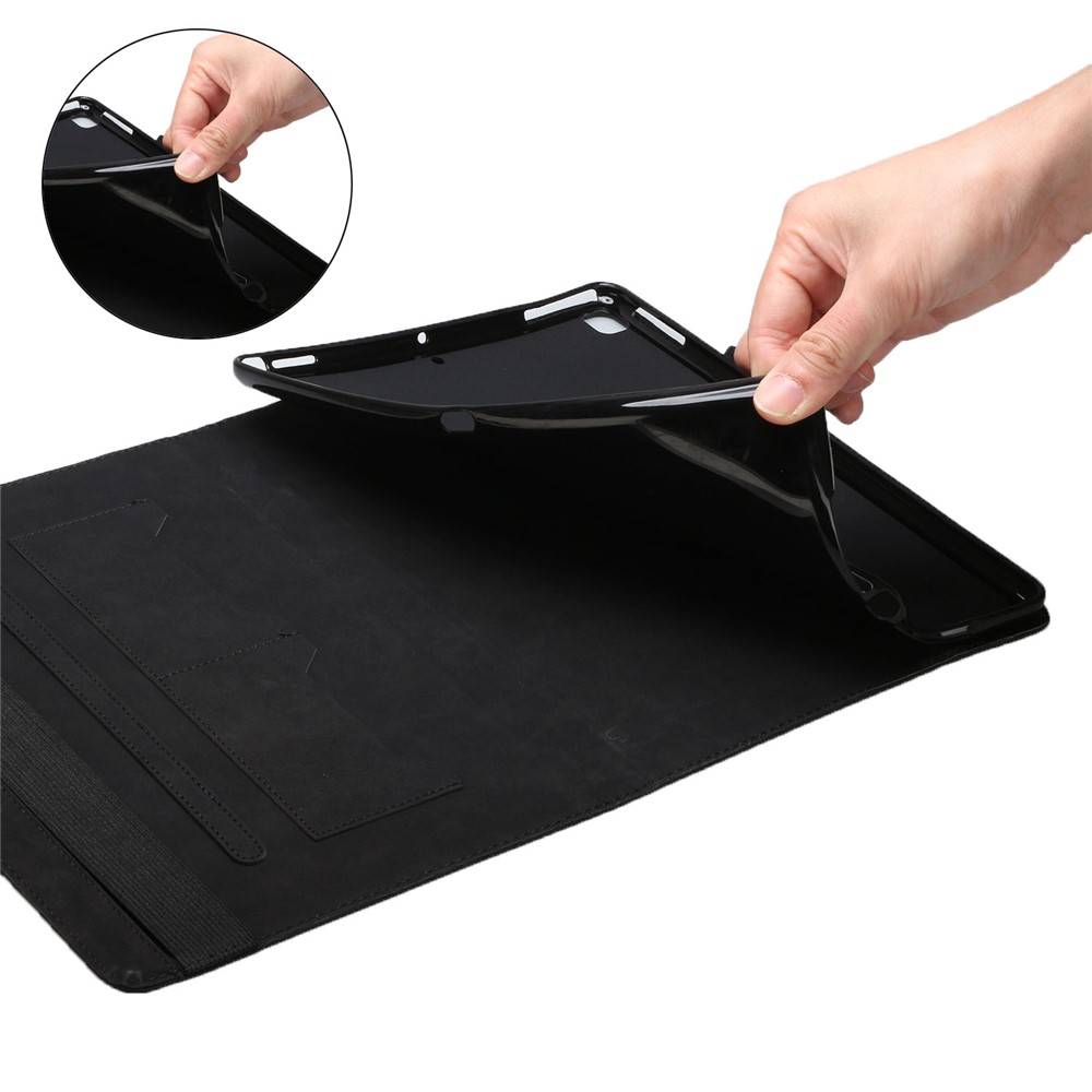 Drop-sof-rhombus-spruding-haut-touch-leder + PU Tablet Schutzhülle Mit Kartenschlitzen Für Lenovo Tab M10 Plus TB-X606F - Schwarz