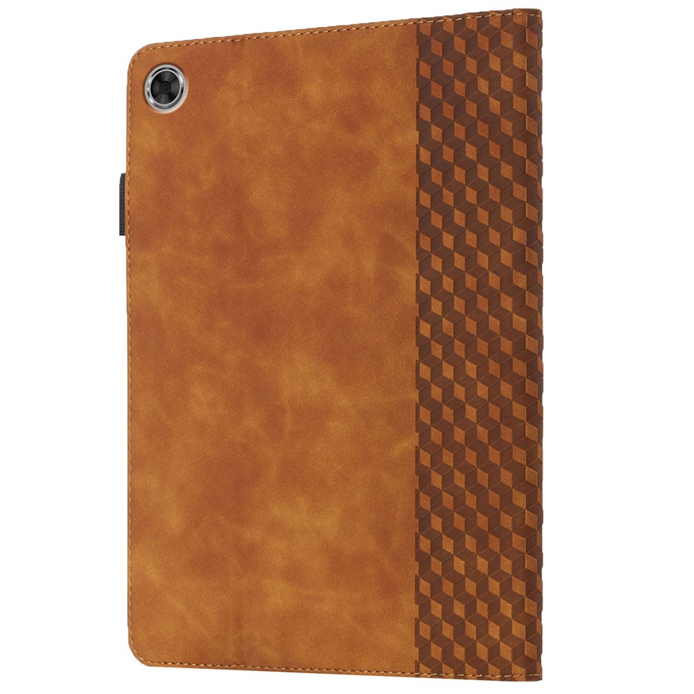Drop-Proof Rhombus Imprinting Skin-Touch Leather + PU Tablet Protective Case Cover with Card Slots for Lenovo Tab M10 Plus TB-X606F - Brown-4