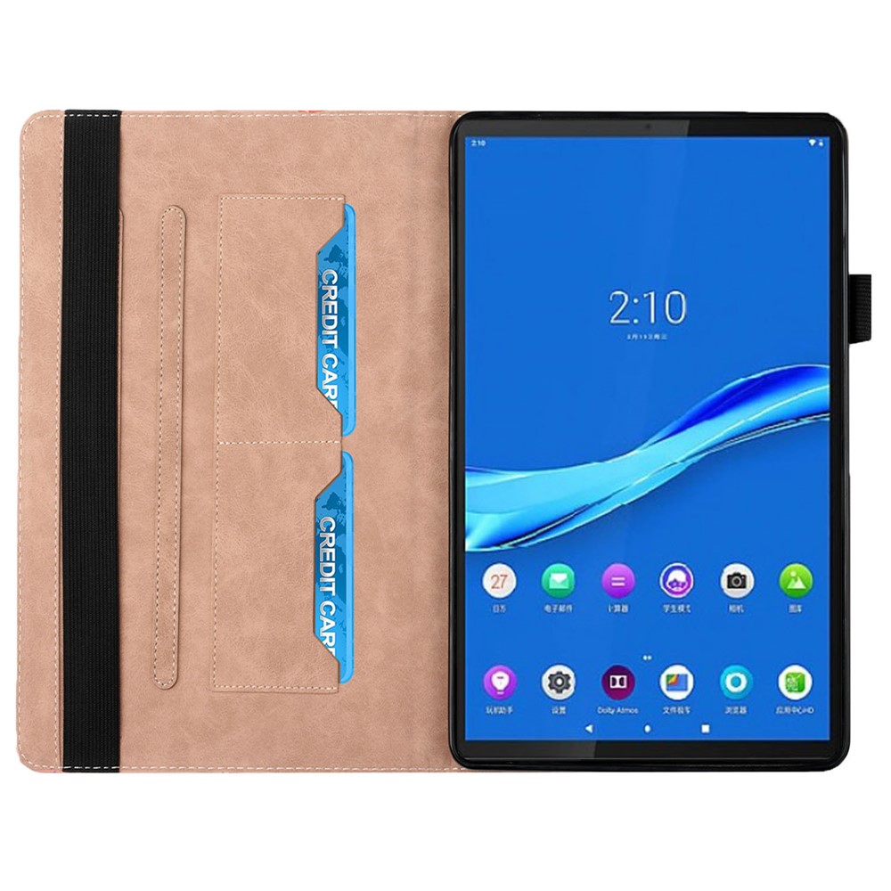 Drop-Proof Rhombus Imprinting Skin-Touch Leather + PU Tablet Protective Case Cover with Card Slots for Lenovo Tab M10 Plus TB-X606F - Rose Gold-5