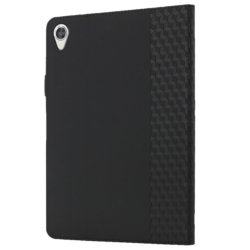 Rhombus Pattern Imprinting Skin-touch Feeling Leather Outer + PU Inner Card Slots Design Tablet Protective Case Cover for Lenovo Tab M10 HD Gen 2 TB-X306F/X306X - Black-4