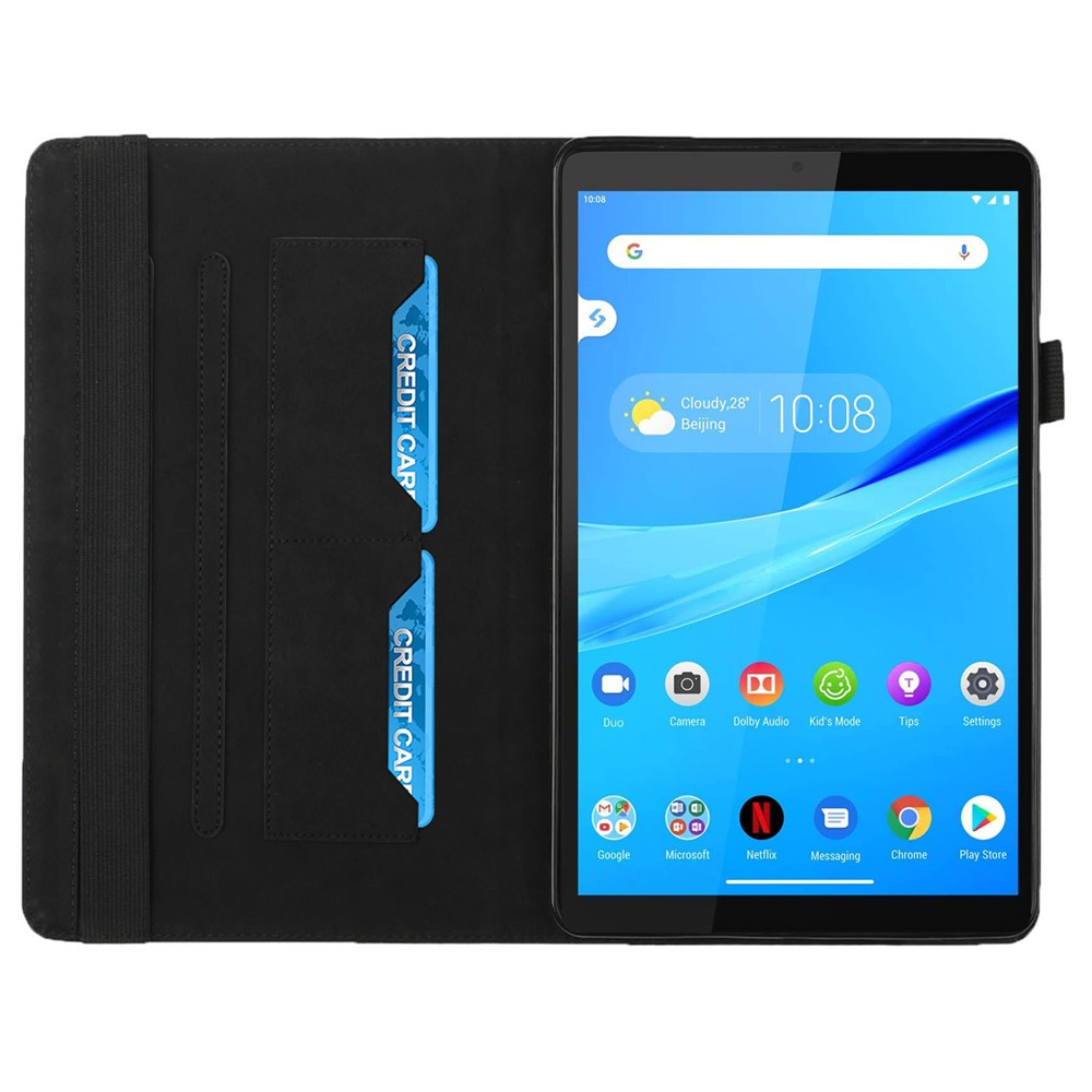 Rhombus Pattern Imprinting Skin-touch Feeling Leather Outer + PU Inner Card Slots Design Tablet Protective Case Cover for Lenovo Tab M10 HD Gen 2 TB-X306F/X306X - Black-5