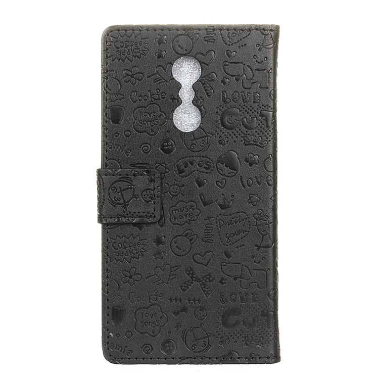 Cartoon Graffiti Leather Wallet Stand Case for Lenovo K6 Note - Black-2