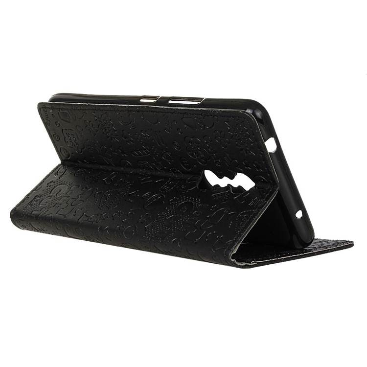 Cartoon Graffiti Leather Wallet Stand Case for Lenovo K6 Note - Black-5