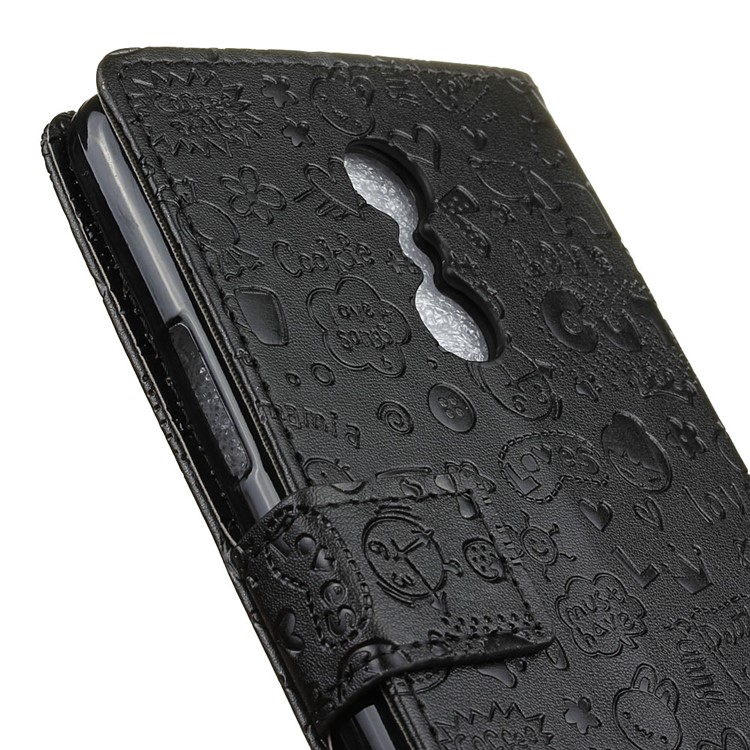 Cartoon Graffiti Leather Wallet Stand Case for Lenovo K6 Note - Black-7