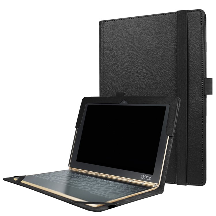 Litchi Texture Stand Leather Case for Lenovo Yoga Book 2 - Black-1