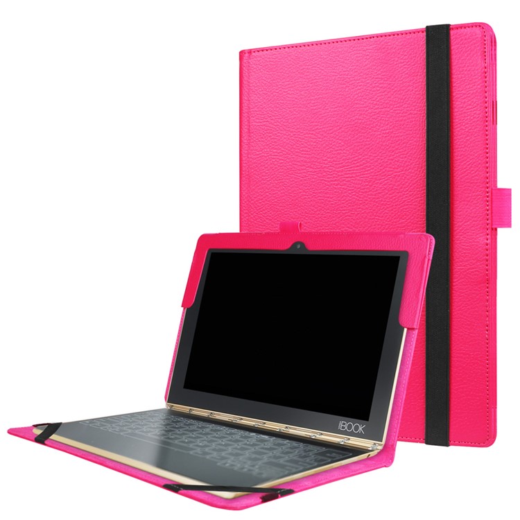 Litchi Texture Stand Leather Shell for Lenovo Yoga Book 2 - Rose-1