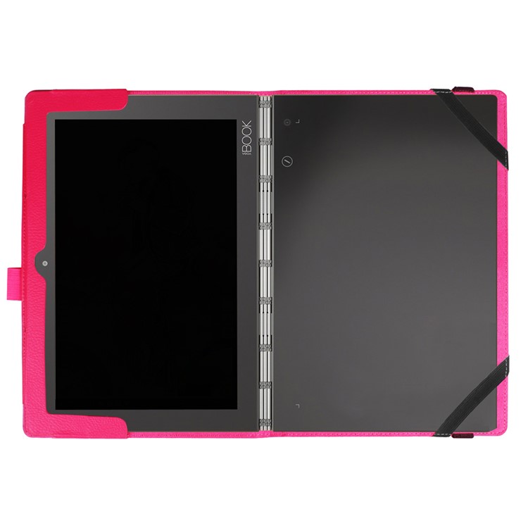Litchi Texture Stand Leather Shell for Lenovo Yoga Book 2 - Rose-3