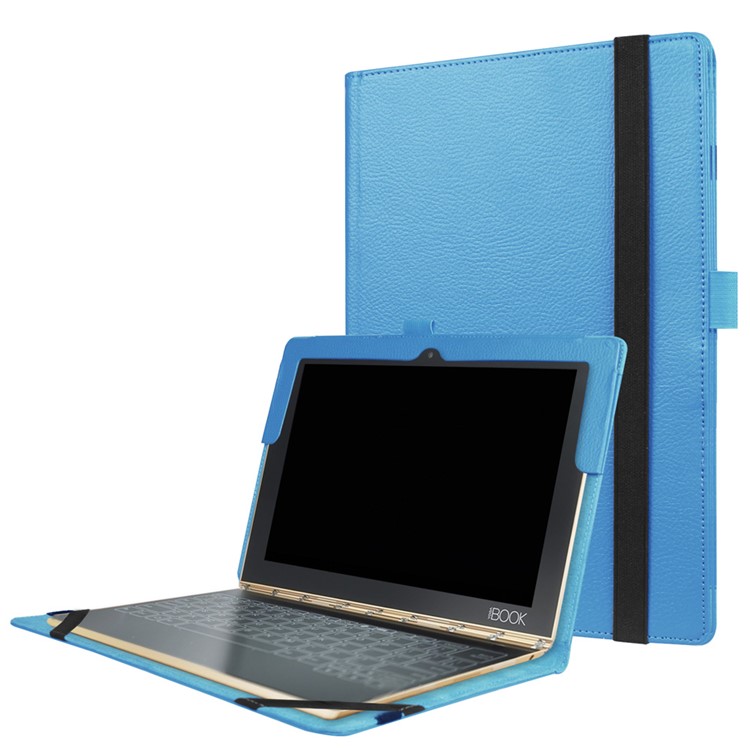 Litchi Texture Stand Leather Flip Cover for Lenovo Yoga Book 2 - Baby Blue-1