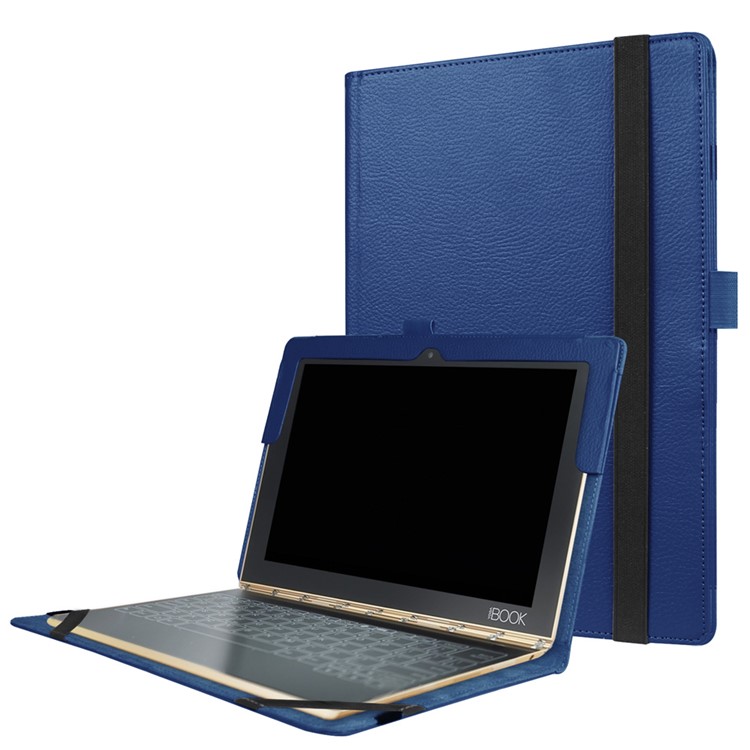 Litchi Texture Protective Leather Case for Lenovo Yoga Book 2 - Dark Blue-1