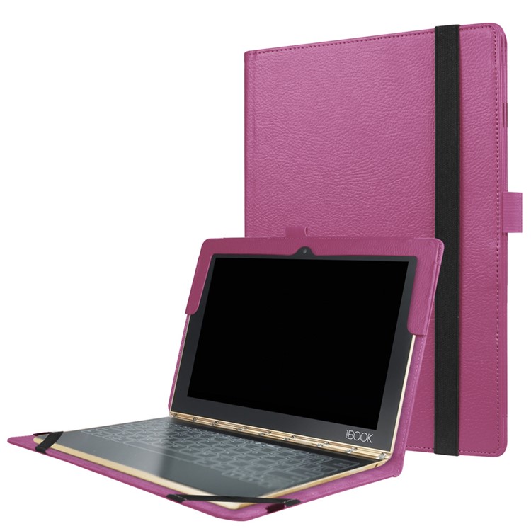 Litchi Texture Protective Leather Cover for Lenovo Yoga Book 2 - Purple-1