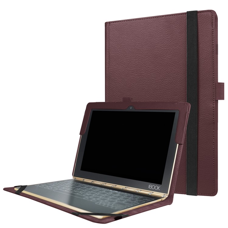Litchi Texture Stand Flip Leather Case for Lenovo Yoga Book 2 - Brown-1