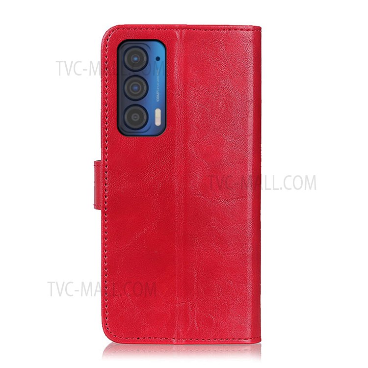 Stand Function PU Leather Flip Folio Wallet Case Anti-Scratch Protective Cover for Motorola Edge 20 - Red-3