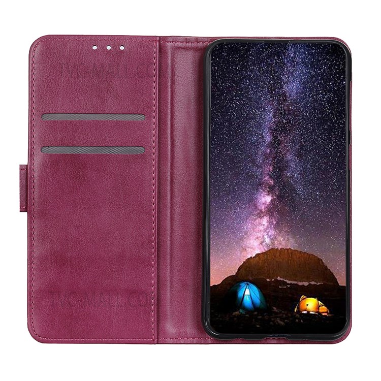 Anti-Scratch PU Leather Wallet Stand Flip Magnetic Phone Cover for Motorola Edge 20 - Red-4