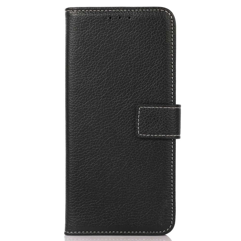 Litchi Texture Full Protection PU Leather Stand Phone Wallet Case Cover for Motorola G Pure - Black-2