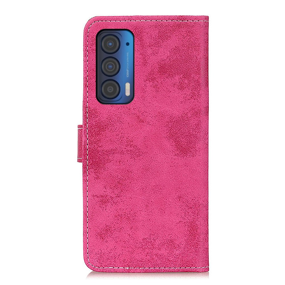 Vintage Style PU Leather Wallet Case Shockproof Full Protection Stand Magnetic Cover for Motorola Edge 20 - Rose-3