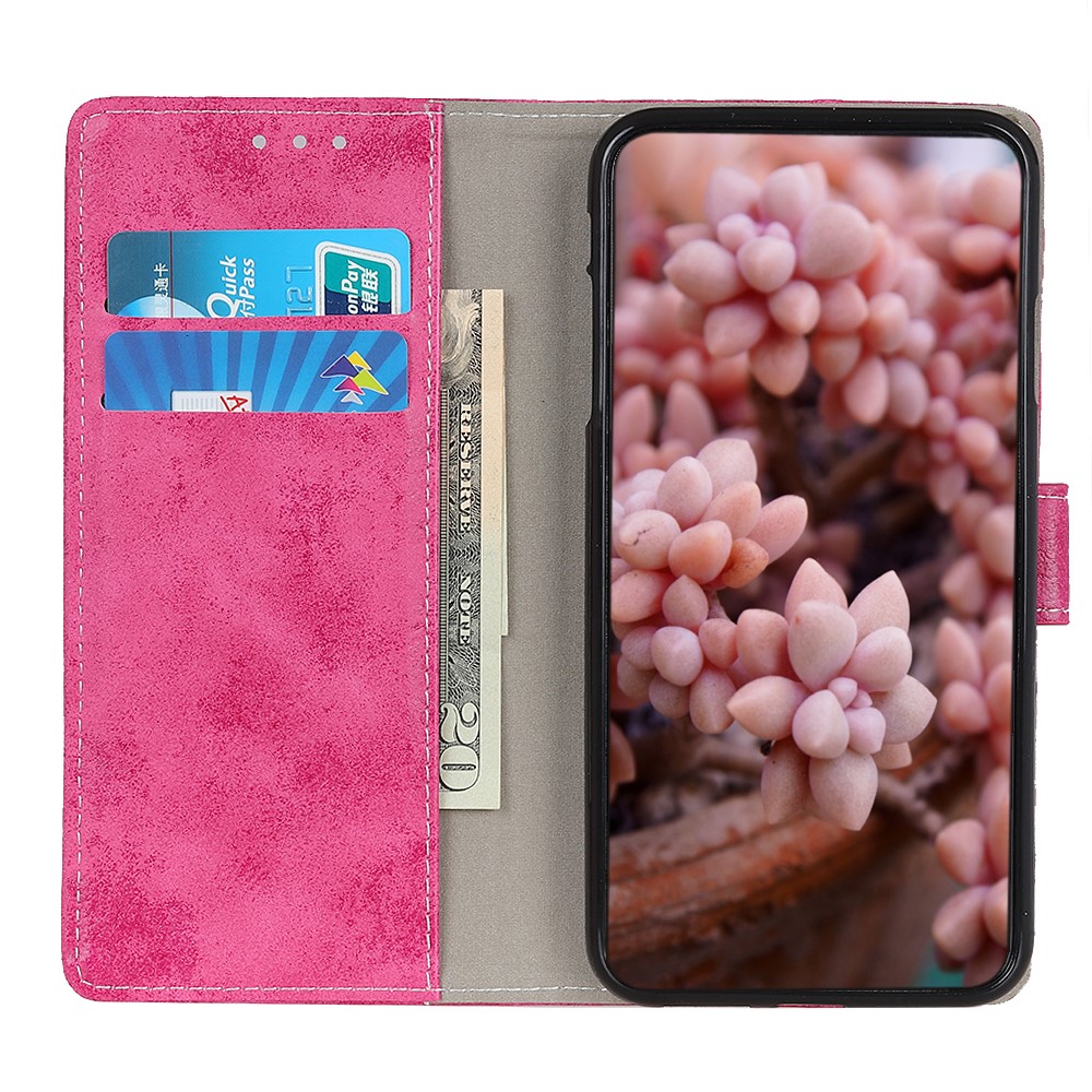 Vintage Style PU Leather Wallet Case Shockproof Full Protection Stand Magnetic Cover for Motorola Edge 20 - Rose-4