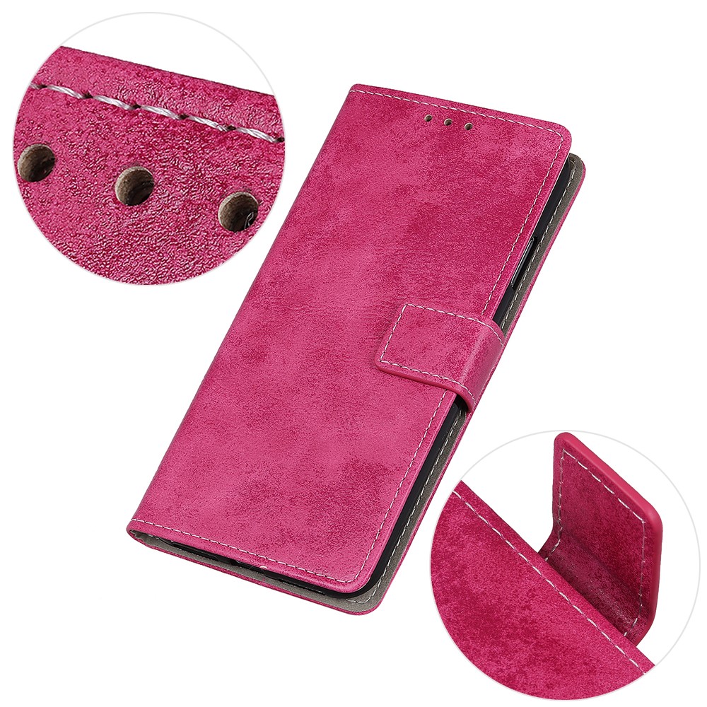 Vintage Style PU Leather Wallet Case Shockproof Full Protection Stand Magnetic Cover for Motorola Edge 20 - Rose-7