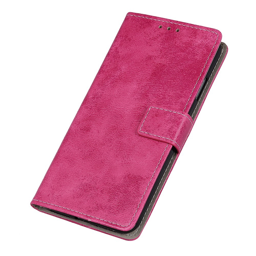 Vintage Style PU Leather Wallet Case Shockproof Full Protection Stand Magnetic Cover for Motorola Edge 20 - Rose-8