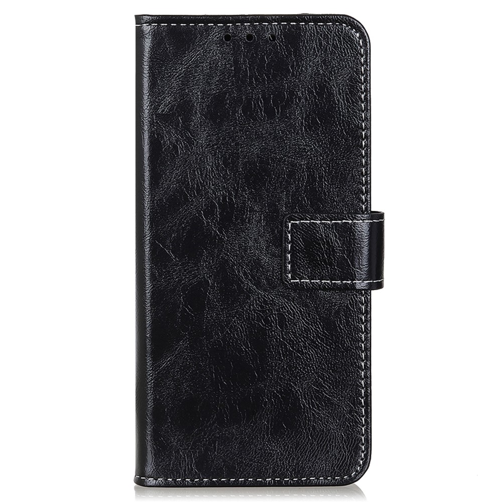 Vintage Style Crazy Horse Texture Wallet Stand PU Leather Case Phone Shell for Motorola G Pure - Black-2