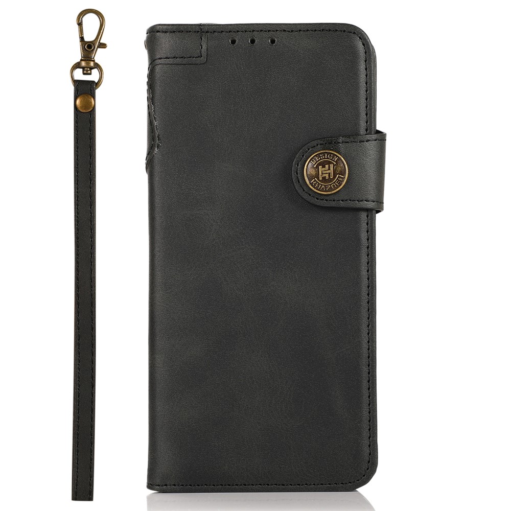 KHAZNEH Scratch-resistant PU Leather Wallet Stand Design Phone Case Cover with Wrist Strap for Motorola G Pure - Black-2
