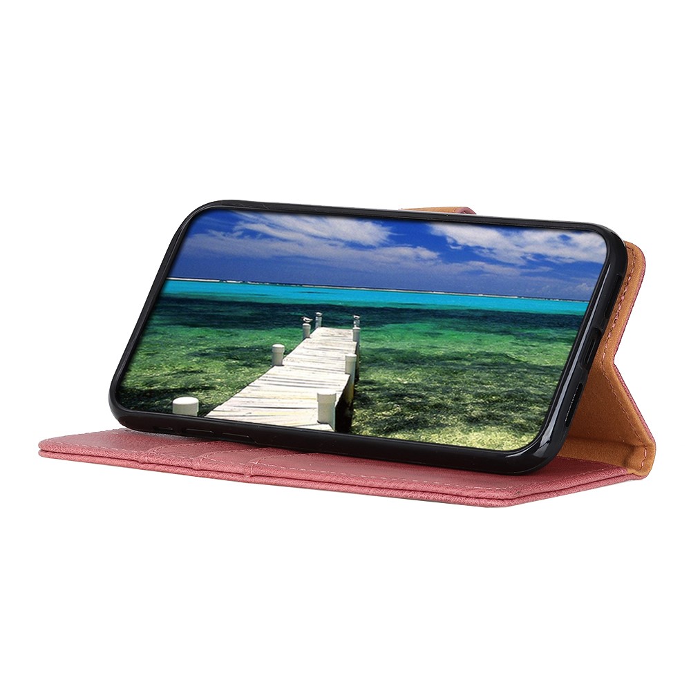 KHAZNEH Wallet Stand Design Leather Protective Phone Case Cover for Motorola G Pure - Pink-4