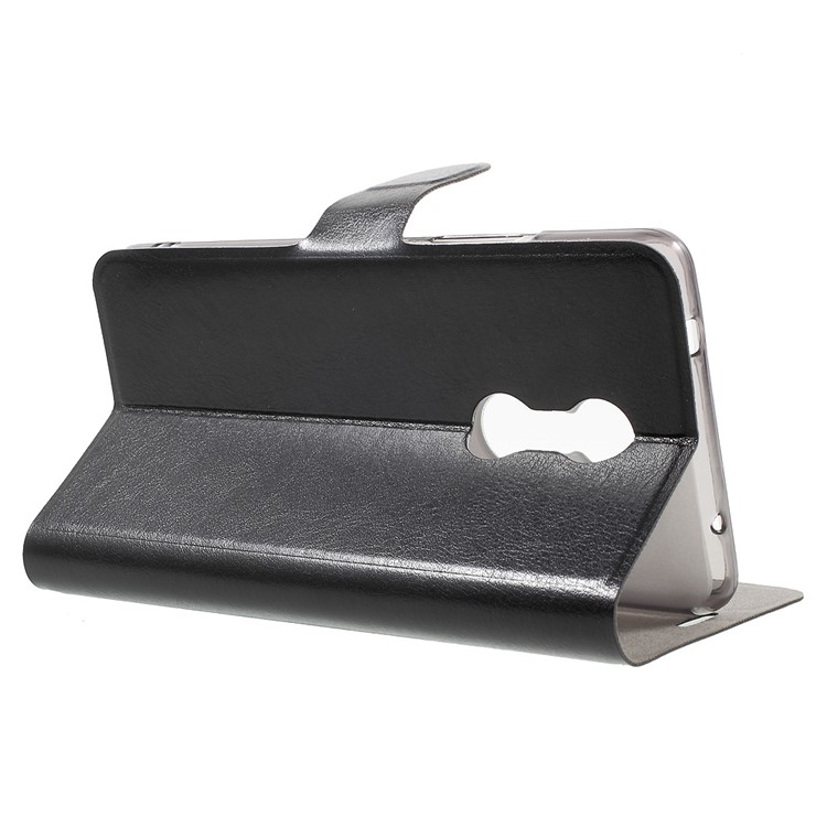 Crazy Horse Card Holder Leather Case for Lenovo K6 Note Built-in Steel Sheet - Black-3