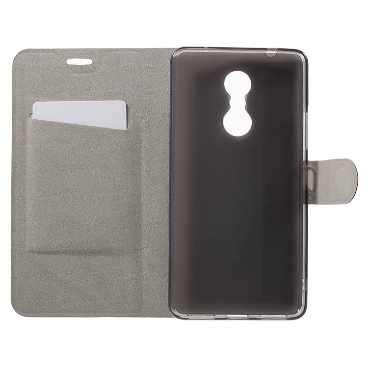 Crazy Horse Card Holder Leather Case for Lenovo K6 Note Built-in Steel Sheet - Black-4