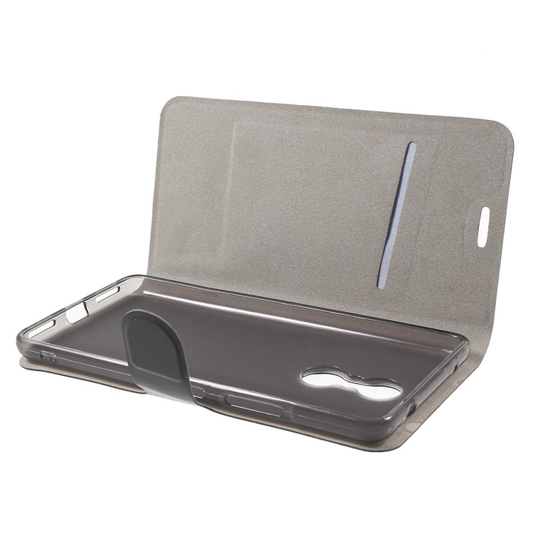 Crazy Horse Card Holder Leather Case for Lenovo K6 Note Built-in Steel Sheet - Black-5