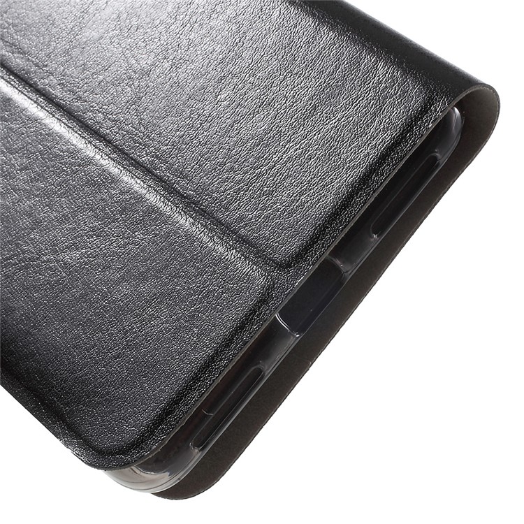 Crazy Horse Card Holder Leather Case for Lenovo K6 Note Built-in Steel Sheet - Black-8