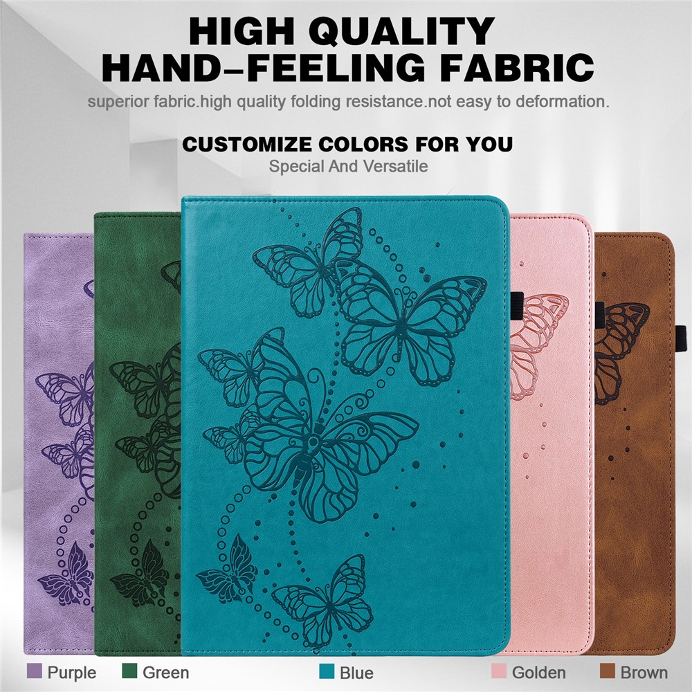 Butterfly Pattern Imprinting Soft PU Leather Stand Cover with Card Slots and Elastic Band for Lenovo Tab M10 TB-X605F/TB-X505L/TB-X505F/TB-X605L / Tab P10 TB-X705F/TB-X705L - Blue-10