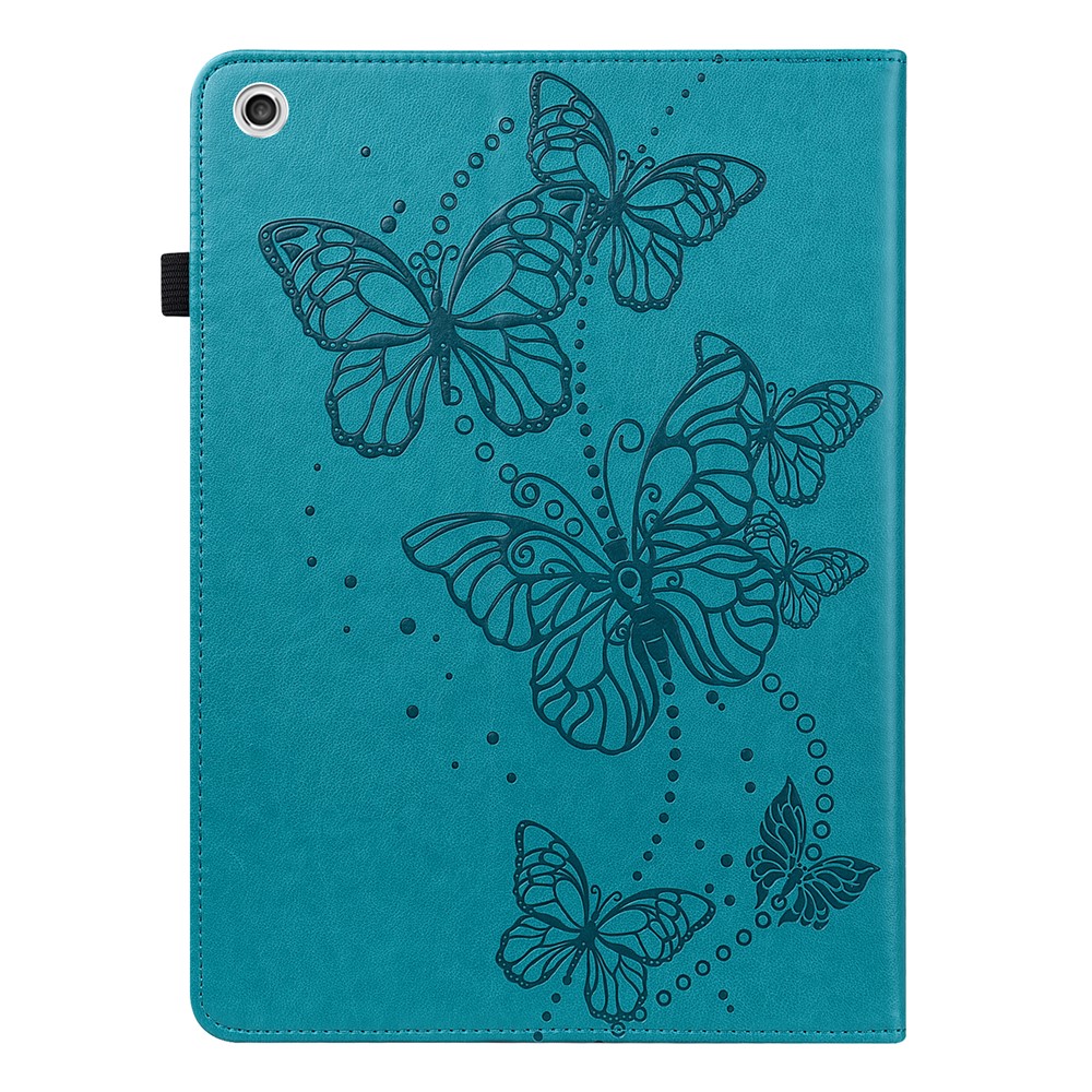 Butterfly Pattern Imprinting Soft PU Leather Stand Cover with Card Slots and Elastic Band for Lenovo Tab M10 TB-X605F/TB-X505L/TB-X505F/TB-X605L / Tab P10 TB-X705F/TB-X705L - Blue-3