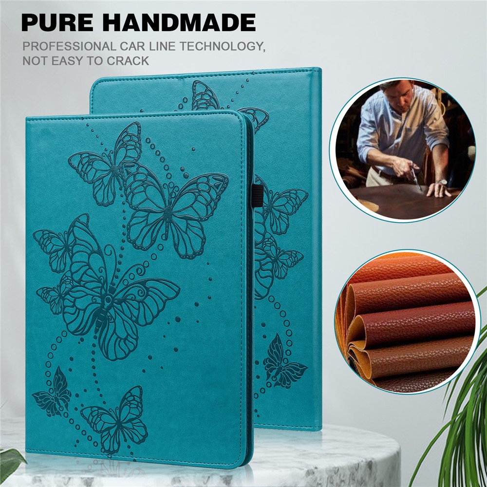 Butterfly Pattern Imprinting Soft PU Leather Stand Cover with Card Slots and Elastic Band for Lenovo Tab M10 TB-X605F/TB-X505L/TB-X505F/TB-X605L / Tab P10 TB-X705F/TB-X705L - Blue-5