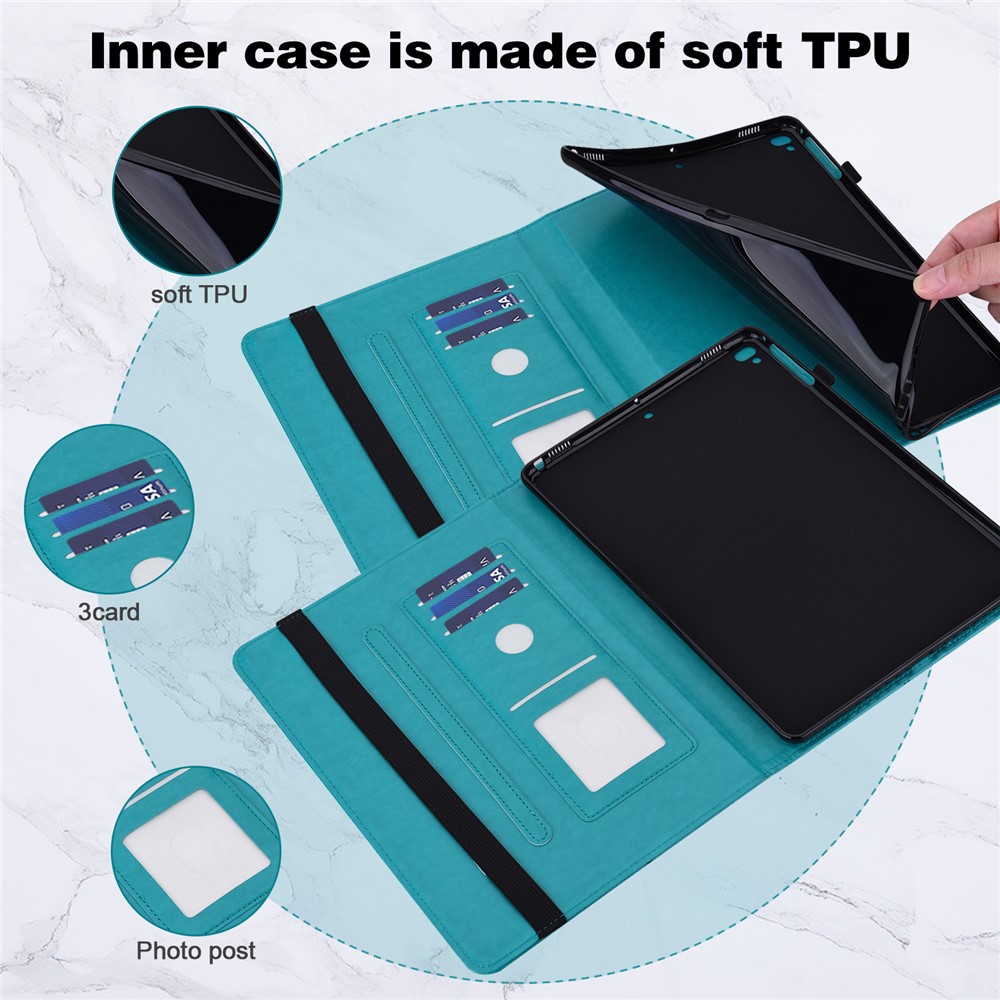 Butterfly Pattern Imprinting Soft PU Leather Stand Cover with Card Slots and Elastic Band for Lenovo Tab M10 TB-X605F/TB-X505L/TB-X505F/TB-X605L / Tab P10 TB-X705F/TB-X705L - Blue-6