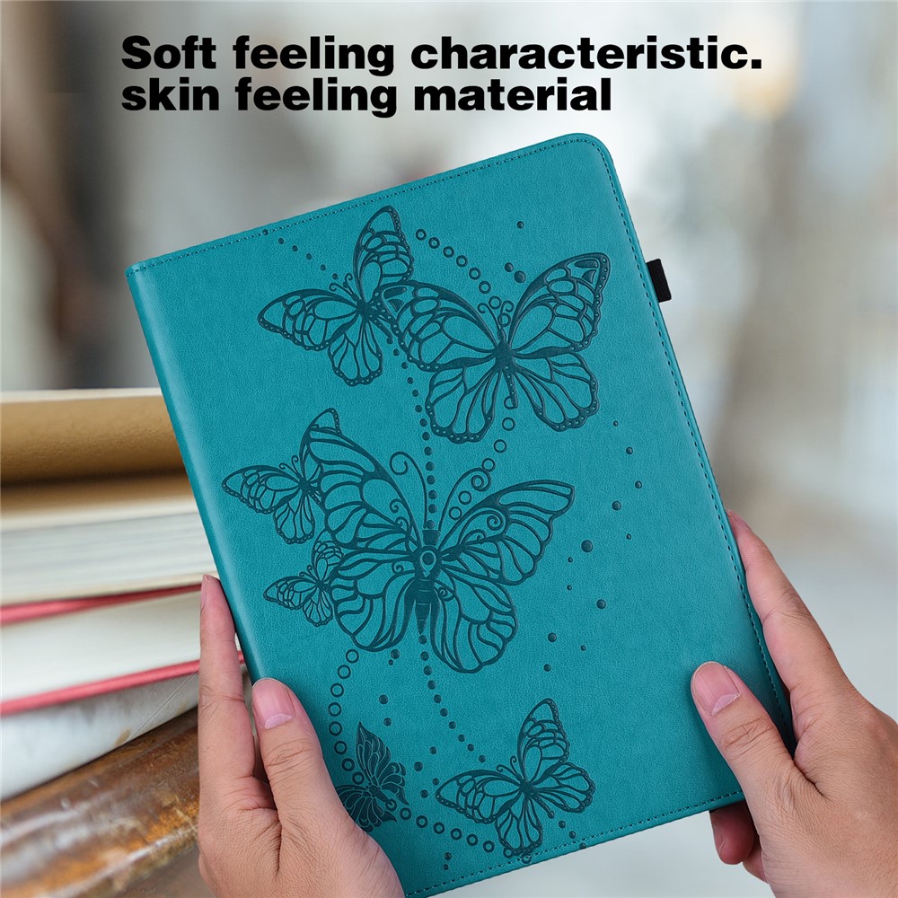 Butterfly Pattern Imprinting Soft PU Leather Stand Cover with Card Slots and Elastic Band for Lenovo Tab M10 TB-X605F/TB-X505L/TB-X505F/TB-X605L / Tab P10 TB-X705F/TB-X705L - Blue-7