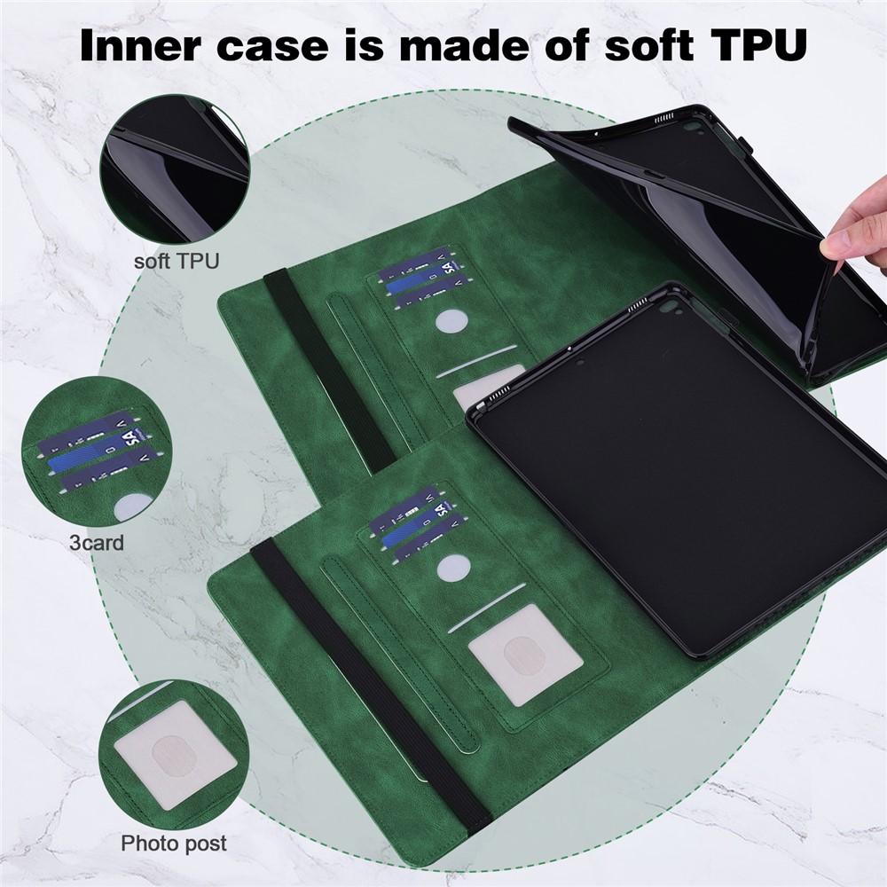 Card Slots Design PU Leather Butterfly Pattern Imprinting Folio Stand Protective Case with Elastic Band for M10 FHD Plus / Tab M10 Plus TB-X606F/TB-606X 10.3 inch - Green-6