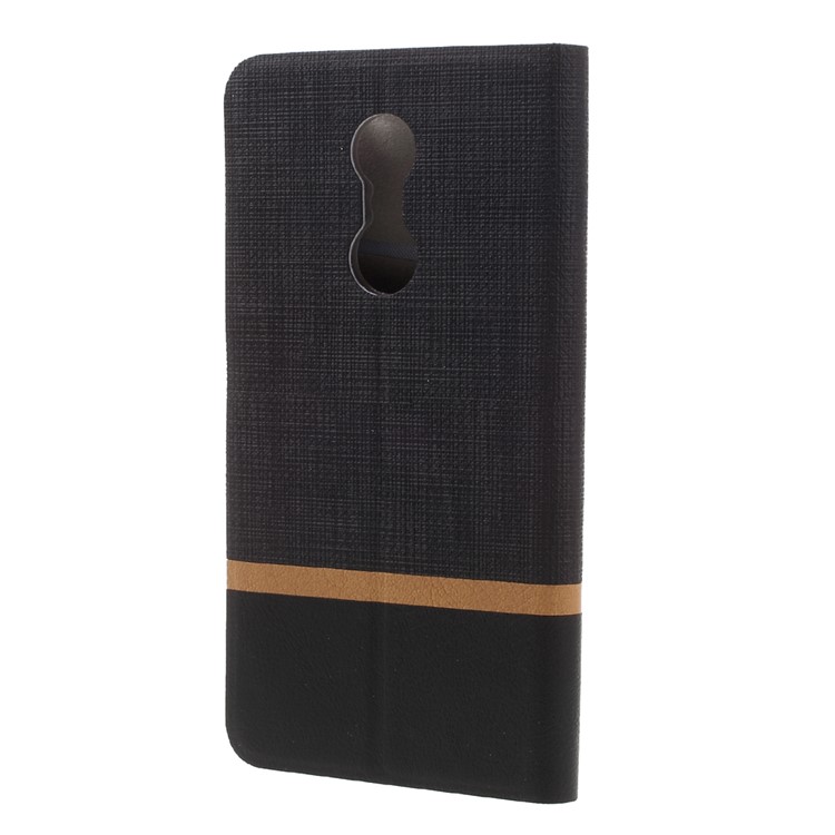 Cross Texture Leather Card Holder Case for Lenovo K6 Note with Steel Sheet - Black-2