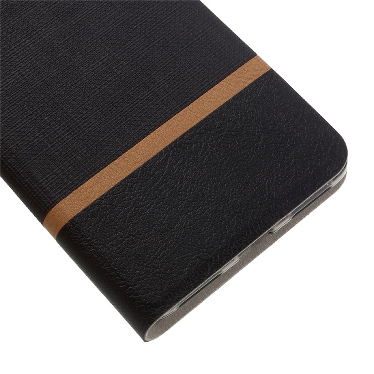 Cross Texture Leather Card Holder Case for Lenovo K6 Note with Steel Sheet - Black-7
