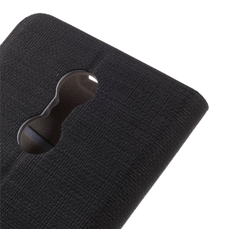 Cross Texture Leather Card Holder Case for Lenovo K6 Note with Steel Sheet - Black-8