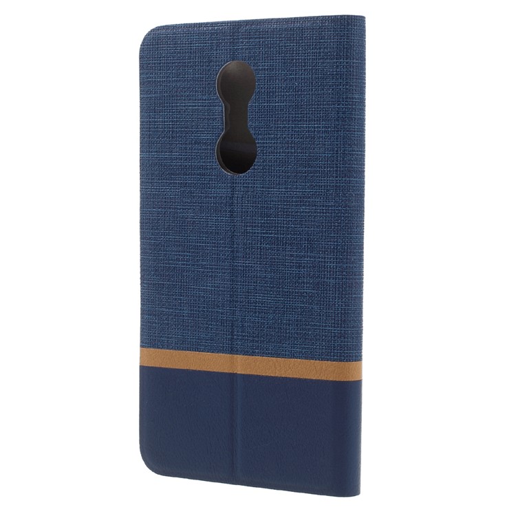 Cross Texture Leather Stand Flip Case for Lenovo K6 Note with Steel Sheet - Dark Blue-2