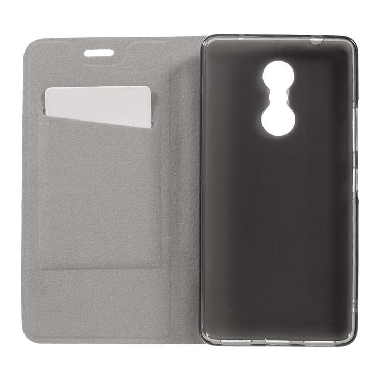 Cross Texture Leather Stand Flip Case for Lenovo K6 Note with Steel Sheet - Dark Blue-6