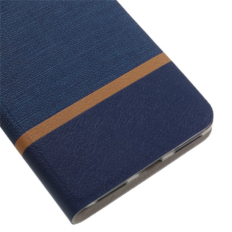 Cross Texture Leather Stand Flip Case for Lenovo K6 Note with Steel Sheet - Dark Blue-8