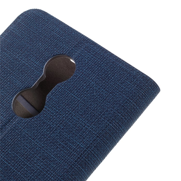 Cross Texture Leather Stand Flip Case for Lenovo K6 Note with Steel Sheet - Dark Blue-9