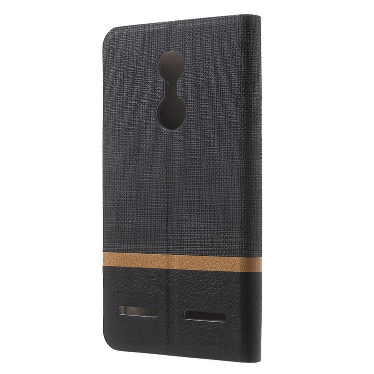 Cross Texture Card Holder Leather Stand Case for Lenovo K6 - Black-2